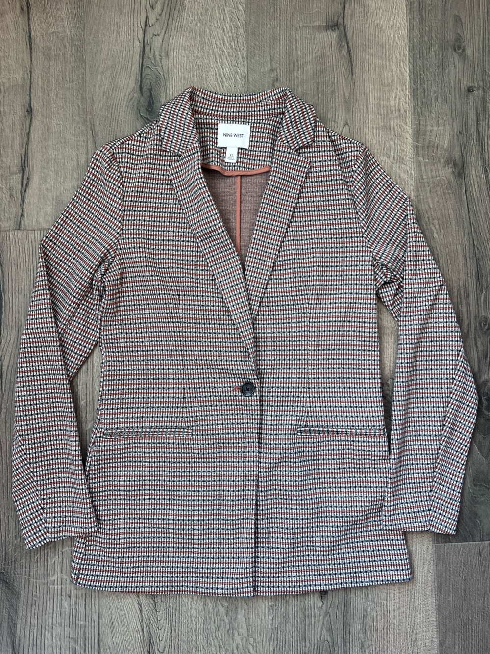 Nine West brown and Black Houndstooth Single-Button Blazer - Picture 1 of 9